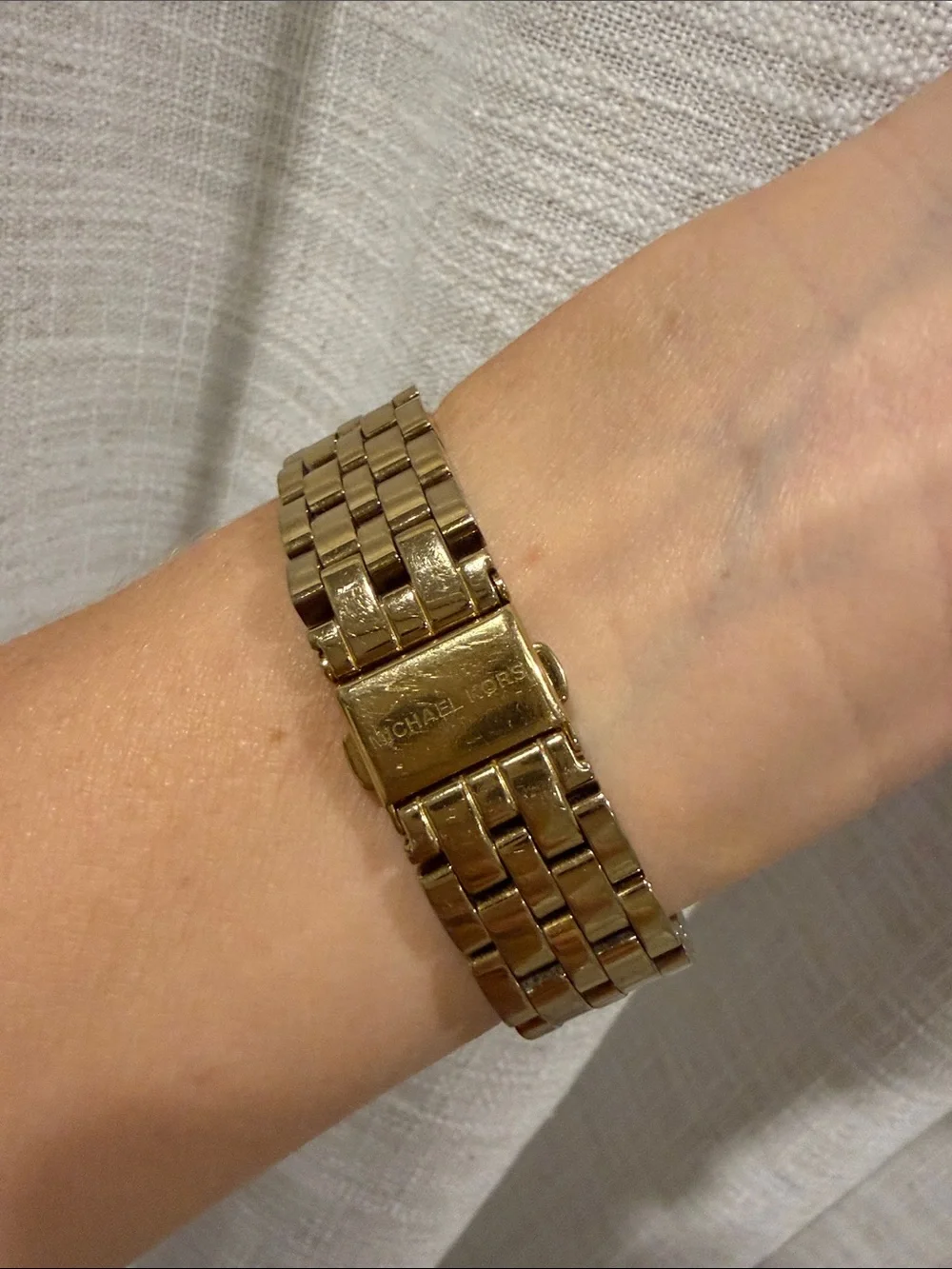 Michael Kors Gold Crystal-Trim Rectangular Bracelet Watch
